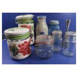 Vintage Ball Jar, Canisters w/Lids & more