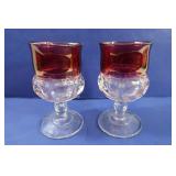 2 Vintage Ruby Water Glasses(1 w/Chip)