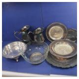 Silver plate Server w/Pyrex Dish, Pitchers,