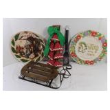 Chritmas Platter, Decorative Sled(19x8x4) w/Bin