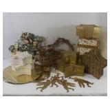 Gold-toned Holiday Decor w/Bin