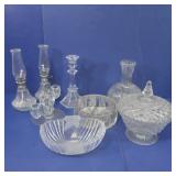 Glass Oil Lamps, Decanter, Candles, & Bowls