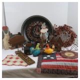 Country Themed Decor, Platter, Lighted House, Wall