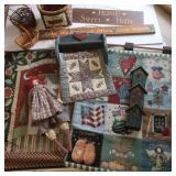 2 Wall Hangings(36"x25"), Sign, Doll, Baskets&more
