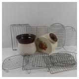Vintage Cookie Jar, Bean Pot, Wire Racks