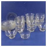 10 Glasses, 10 Dessert Glass Bowls, 10 Glass Bowls