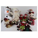 Stuffed Christmas Dolls, Snowmen/Angels &more