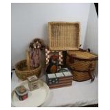 Misc Baskets, Doll, Stuffed Owl & more