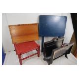 Wooden Magazine Rack, Serving Trays, Stool