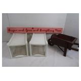 Small Shelf Unit, Decorative Wheelbarrow