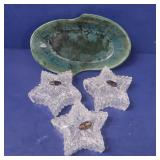 3 Glass Trinket Boxes & Small Dish