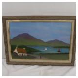 Framed Needlepoint & Felt Picture-West of Ireland