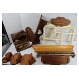 Wooden Decor Lot-Esquire Shoeshine Kit, Shelves&