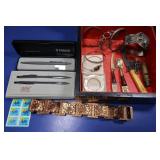 Vintage Lot-Bracelets, Cross/Parker Pens, Belt &