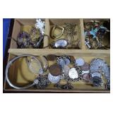 Vintage Jewelry incl. Foreign Coin & Jewelry Box