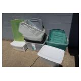 9 Various Size Bins, some w/Lids