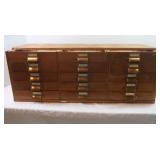Vintage Wood Flat File Cabinet w/Brass Handles-