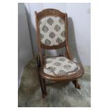 Antique Wood Folding Rocking Chair-left seat hinge