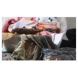 Large Lot of Sewing Fabric w/Bin