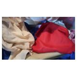 Large Lot of Sewing Fabric w/Bin