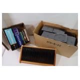 Large Box of CD Holders, CD Rack, & Books