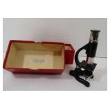 Vintage J.R Cave Microscope w/2 Slides in Orig Box