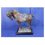 Metal Horse Statue on Base