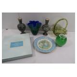 Misc Lot-Fenton Candy Dish,Avon Collectible Plate&