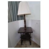 Wood End Table w/built-in Lamp-19"x19"x23