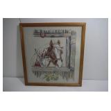 Framed Horse Painting on Canvas