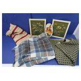Misc Lot-100% Wool Cape, Crewel Picture&more
