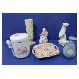 Ornate Figurines, Vases, Dish