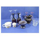 Etched Champagne Glasses, Glass Bell & more