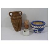 Hosely Pottery Vase, Dolphin Bowl & Vase