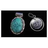 2 Sterling Pendants(1 w/Howlite Stone) 25.2g Gr.Wt