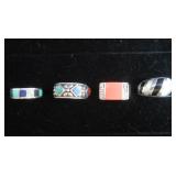 4 Sterling Rings w/Stones-27g Gr.Wt.(3-Sz 8, multi
