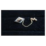10K Sorority Pin w/Seed Pearls&Sapphires 3.4g GrWt