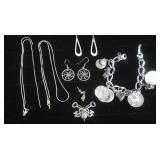 Monet Bracelet w/Charms(mostly Sterling),2 Broken