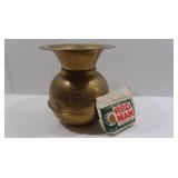 Vntg  Brass Redskin Brand Chewing Tobacco Spittoon