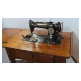 Vintage Wooden Singer Sewing Machine in Cabinet