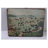 Civil War Primitive Plaque, Grandma Moses Repro