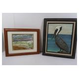Framed Artwork-Seascape & Pelican