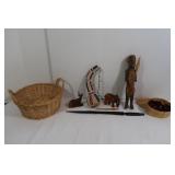 Carved Wooden Figures & Decorative Gourd