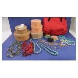 Costume Jewelry, Nesting Boxes, Pins, Sm. Baskets&