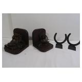 Metal Horseshoe Bookends, Metal Saddle Bookends