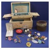 Vintage Jewelry Box, Costume Jewelry &more
