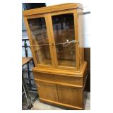 Vintage Oak Hutch w/Glass Doors-34"Wx64"Hx18"D