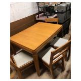 Vintage Oak Table w/Padded Wooden Chairs-Good Cond