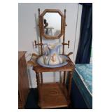 Vintage Bowl&Pitcher(RS Prussia)w/Wooden WashStand