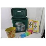 Laundry Basket, Vintage Trash Can, Batting & more